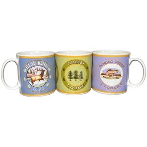 Sakura Stoneware Coffee Mugs Hunting Season Elkhorn Timbers Creek Lodge Set of 3